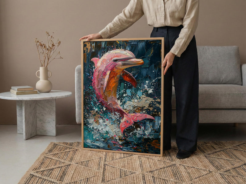 Pink River Dolphin Poster, Amazon Nature Wall Decor - Tropical Water Art