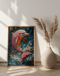 Pink River Dolphin Poster, Amazon Nature Wall Decor - Tropical Water Art