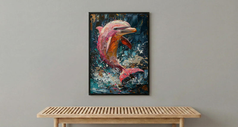 Pink River Dolphin Poster, Amazon Nature Wall Decor - Tropical Water Art