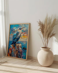 Blue Footed Booby Wall Art, Galapagos Animal Decor - Ocean Bird Print