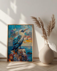 Blue Footed Booby Wall Art, Galapagos Animal Decor - Ocean Bird Print