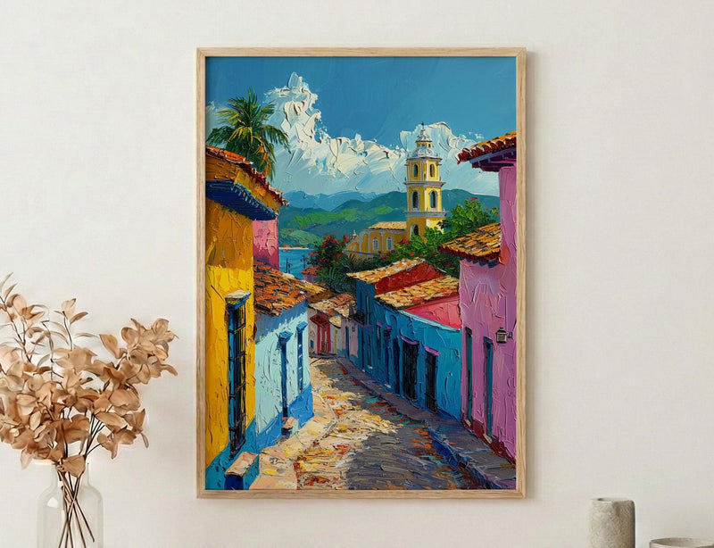 Trinidad Cuba Print, Rustic Street Wall Decor - Colonial Art