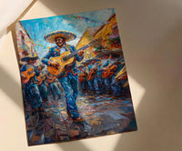 Mexico Mariachi Art Print, Sunny Plaza Decor - Traditional Band