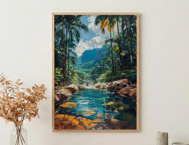 Arenal Volcano Art Print, Costa Rica Wall Decor - Tropical Hot Spring