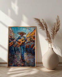 Mexico Mariachi Art Print, Sunny Plaza Decor - Traditional Band