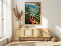 Colombia Coffee Art, Red Cherry Decor - Green Hill Landscape