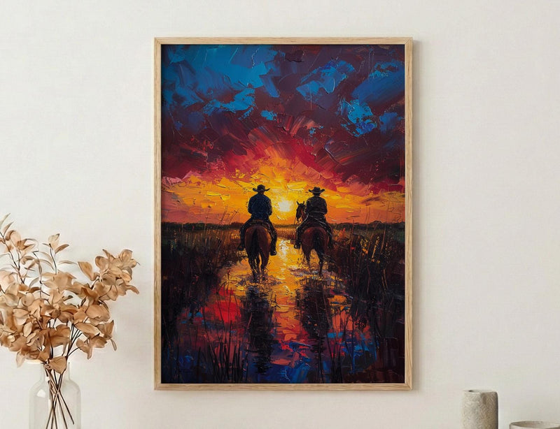 Argentina Gaucho Art Print, Green Pampas Decor - Golden Sunset Poster