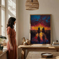 Argentina Gaucho Art Print, Green Pampas Decor - Golden Sunset Poster