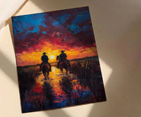 Argentina Gaucho Art Print, Green Pampas Decor - Golden Sunset Poster