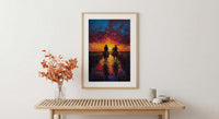 Argentina Gaucho Art Print, Green Pampas Decor - Golden Sunset Poster