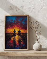 Argentina Gaucho Art Print, Green Pampas Decor - Golden Sunset Poster