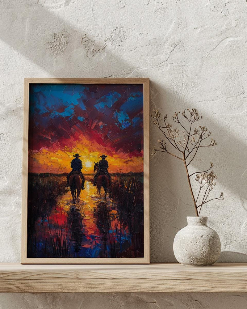 Argentina Gaucho Art Print, Green Pampas Decor - Golden Sunset Poster