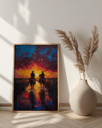Argentina Gaucho Art Print, Green Pampas Decor - Golden Sunset Poster