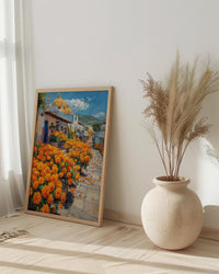 Oaxaca Flower Market Art Print, Orange Marigold Decor - Mexico Street