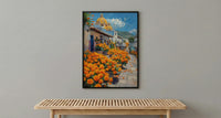 Oaxaca Flower Market Art Print, Orange Marigold Decor - Mexico Street