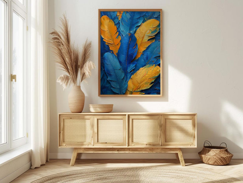 Rio Carnival Poster, Blue Feather Decor - Brazil Festival Print