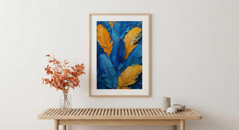 Rio Carnival Poster, Blue Feather Decor - Brazil Festival Print