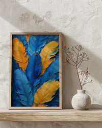 Rio Carnival Poster, Blue Feather Decor - Brazil Festival Print