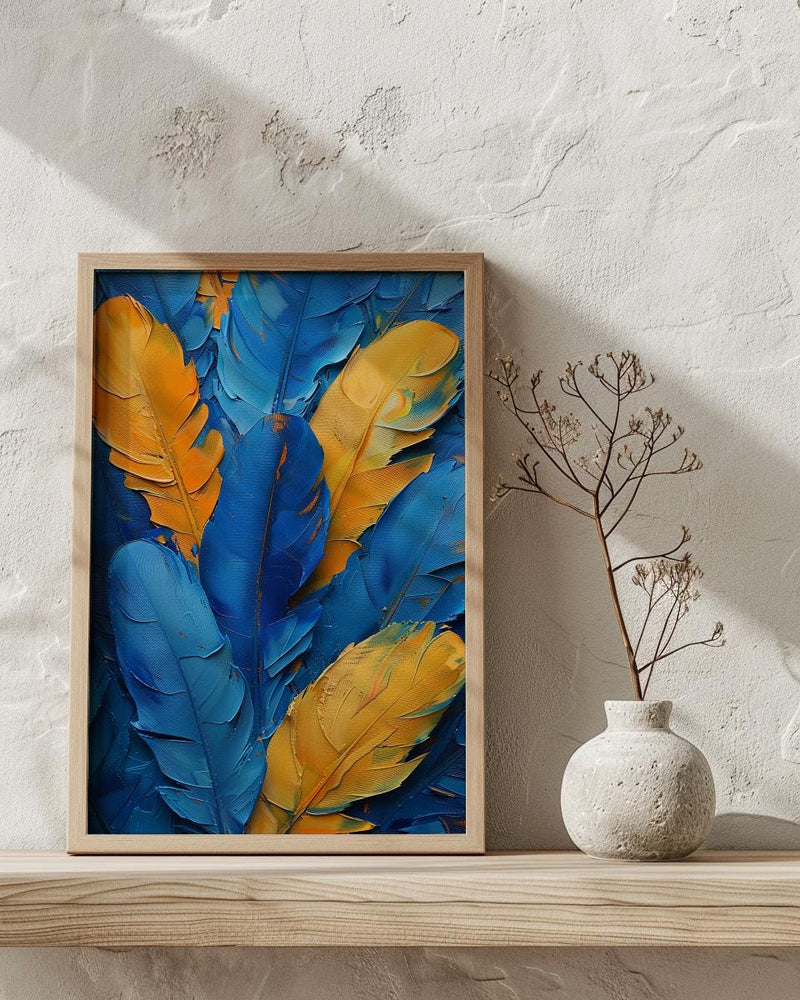 Rio Carnival Poster, Blue Feather Decor - Brazil Festival Print