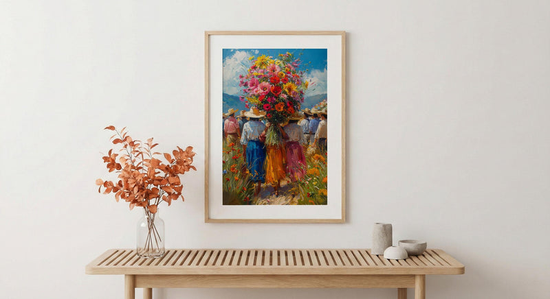 Medellin Flower Art Print, Silletero Parade Decor - Colombia Poster