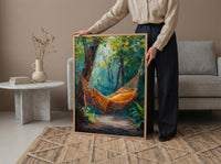 Costa Rica Hammock Art Print, Tropical Jungle Wall Decor - Summer Nature