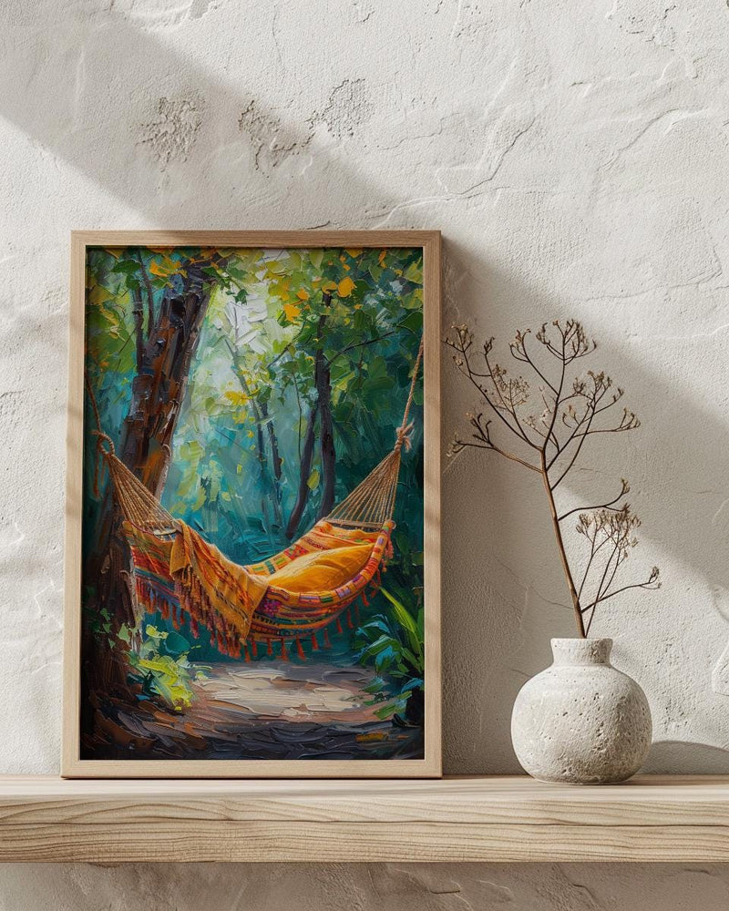 Costa Rica Hammock Art Print, Tropical Jungle Wall Decor - Summer Nature