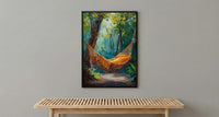 Costa Rica Hammock Art Print, Tropical Jungle Wall Decor - Summer Nature