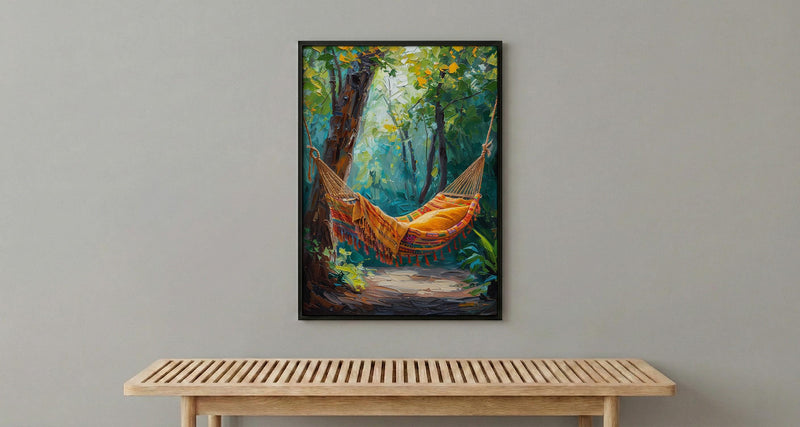 Costa Rica Hammock Art Print, Tropical Jungle Wall Decor - Summer Nature