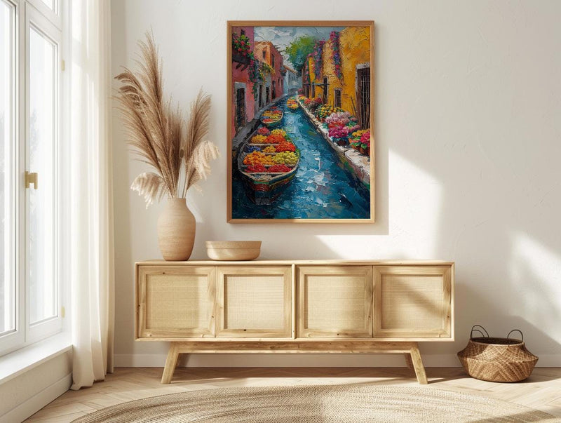 Xochimilco Wall Art, Painted Boat Decor - Mexico Floating Market