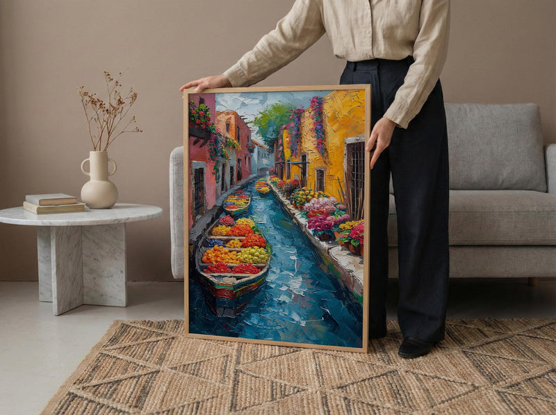 Xochimilco Wall Art, Painted Boat Decor - Mexico Floating Market