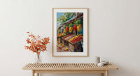 Lima Peru Market Art Print, Red Aji Pepper Decor - Vibrant Food Stall