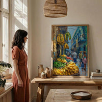 Cartagena Market Art, Green Plantain Decor - Colombia Wall Print