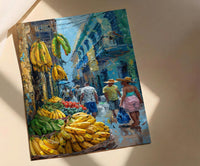Cartagena Market Art, Green Plantain Decor - Colombia Wall Print
