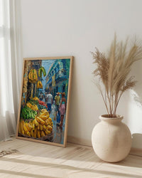 Cartagena Market Art, Green Plantain Decor - Colombia Wall Print