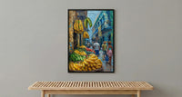 Cartagena Market Art, Green Plantain Decor - Colombia Wall Print