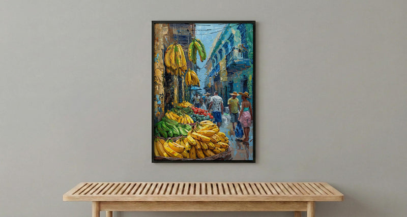 Cartagena Market Art, Green Plantain Decor - Colombia Wall Print