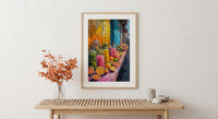 Bolivia Market Art Print, Tropical Juice Decor - Colorful Fruit Stall