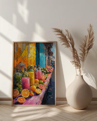 Bolivia Market Art Print, Tropical Juice Decor - Colorful Fruit Stall