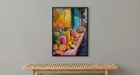 Bolivia Market Art Print, Tropical Juice Decor - Colorful Fruit Stall