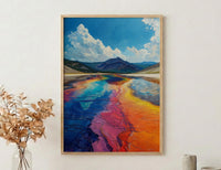 Yellowstone National Park Poster, Grand Prismatic Spring Decor - Colorful Rainbow Summer Nature Art