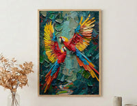 Scarlet Macaw Art, Mexico Wildlife Decor - Flying Parrot Print