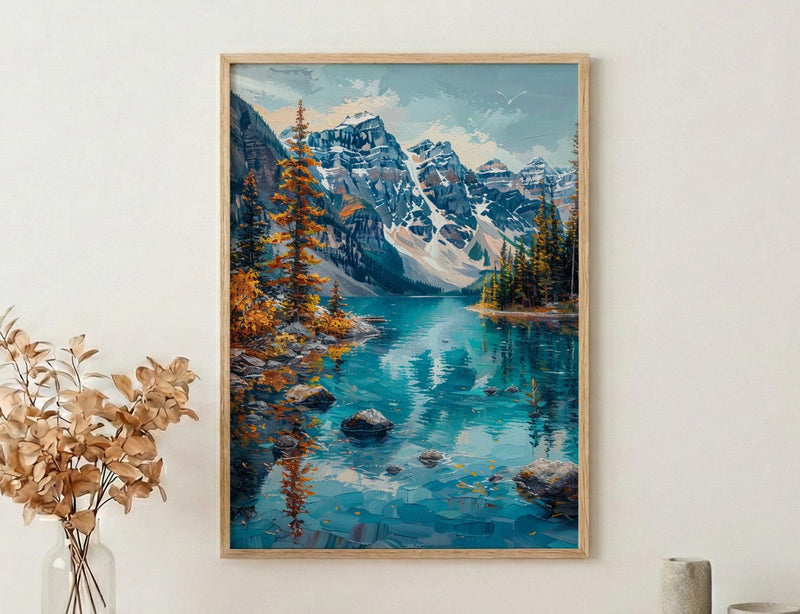 Banff Moraine Lake Art Print, Canadian Rocky Mountain Decor - Turquoise Water Summer Landscape
