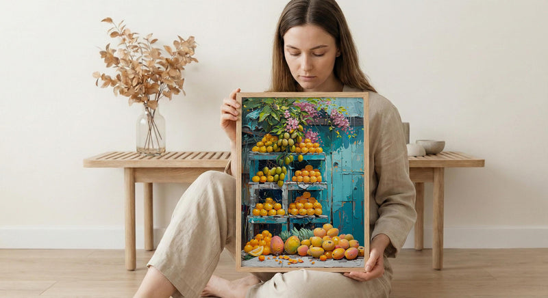 Mexico City Market Art Print, Yellow Mango Decor - Tropical Fruit