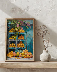 Mexico City Market Art Print, Yellow Mango Decor - Tropical Fruit