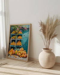 Mexico City Market Art Print, Yellow Mango Decor - Tropical Fruit