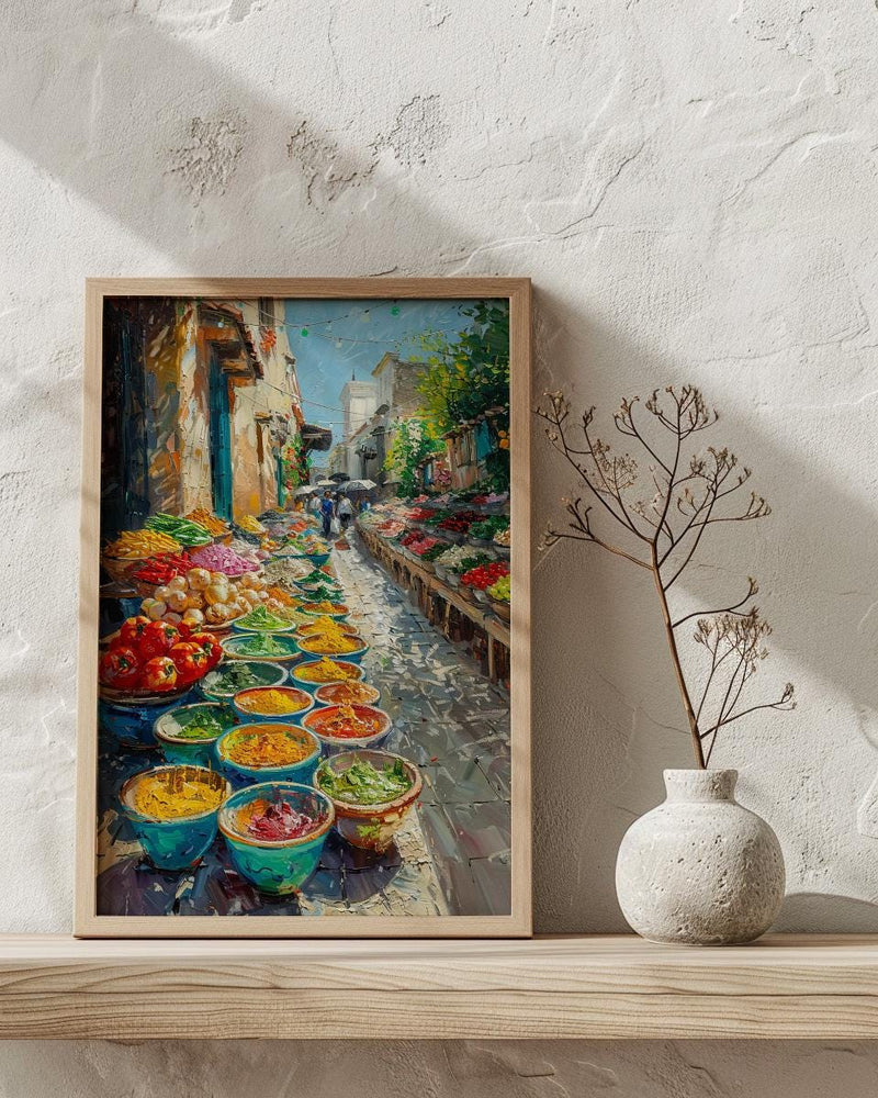 Oaxaca Market Poster, Spice Bowl Decor - Mexico Summer Art Print