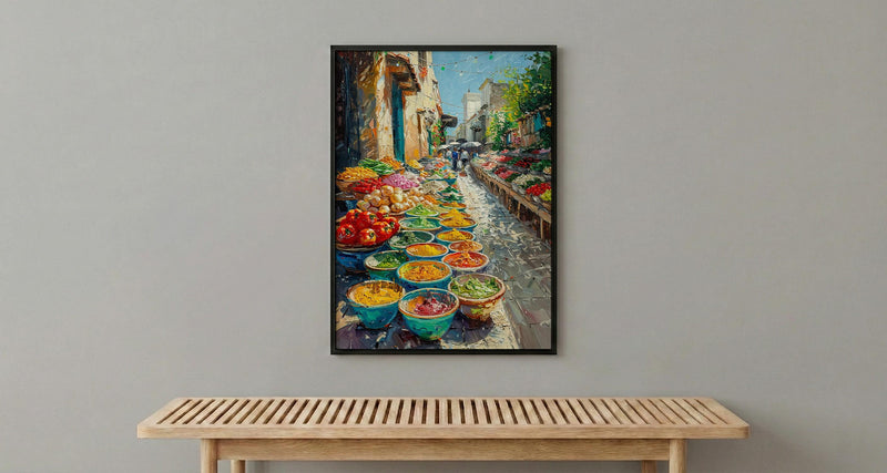 Oaxaca Market Poster, Spice Bowl Decor - Mexico Summer Art Print