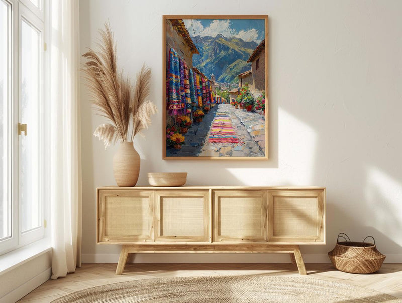 Pisac Market Art Print, Andean Textile Decor - Peru Summer Wall Art