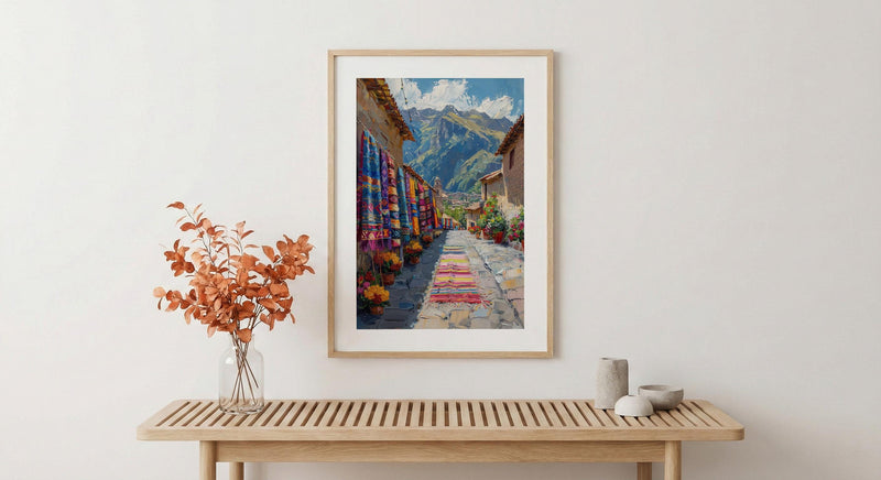Pisac Market Art Print, Andean Textile Decor - Peru Summer Wall Art