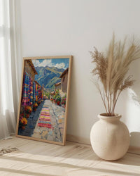 Pisac Market Art Print, Andean Textile Decor - Peru Summer Wall Art